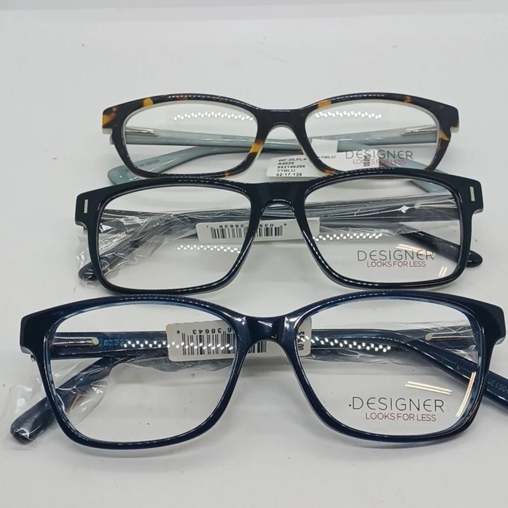 NWT 3 PAIR UNISEX EYEGLASS FRAMES BY DESIGNER LOOKS FOR LESS